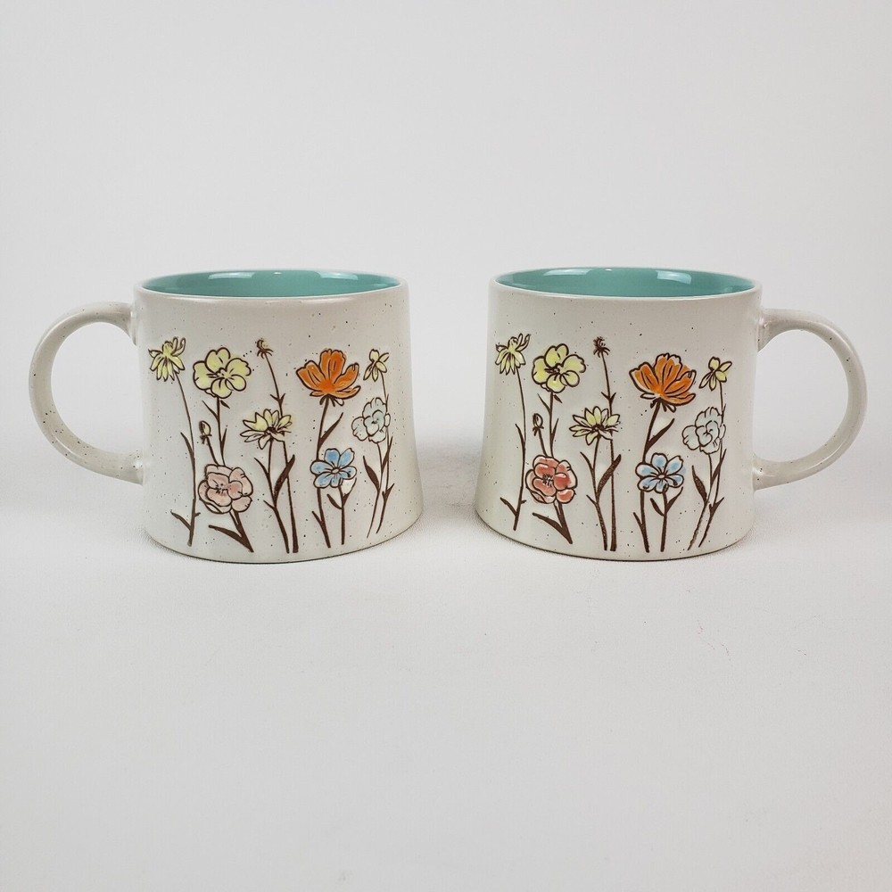 inHomestylez Coffee Mug Spring Flowers Beige Teal